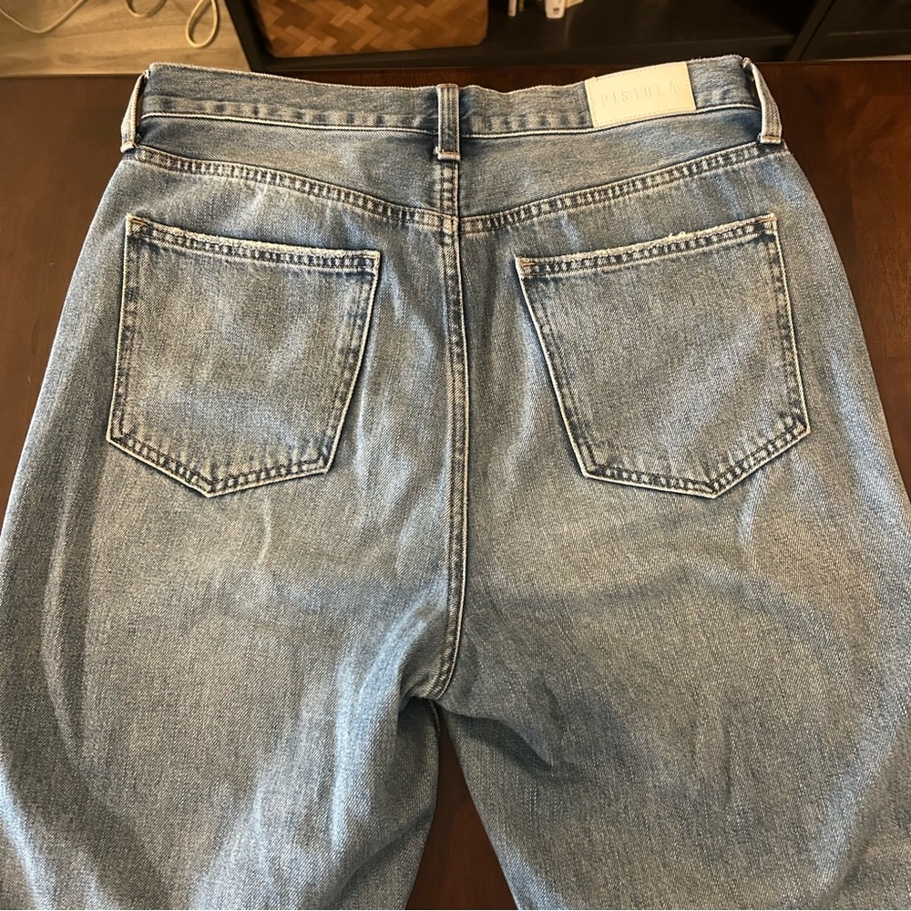 Pistola Eden High Rise Distressed Mom Medium Wash Blue Jeans Size 30 - Picture 10 of 15